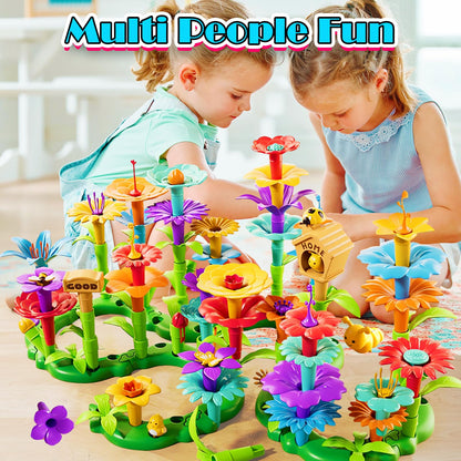 FUNZBO Flower Building Toys - Toddler Toys for 3+ Year Old, Stacking Toys for Kids Girls Boys, Birthday Gifts for Girls, STEM Educational Toys with Storage Box (138 pcs)