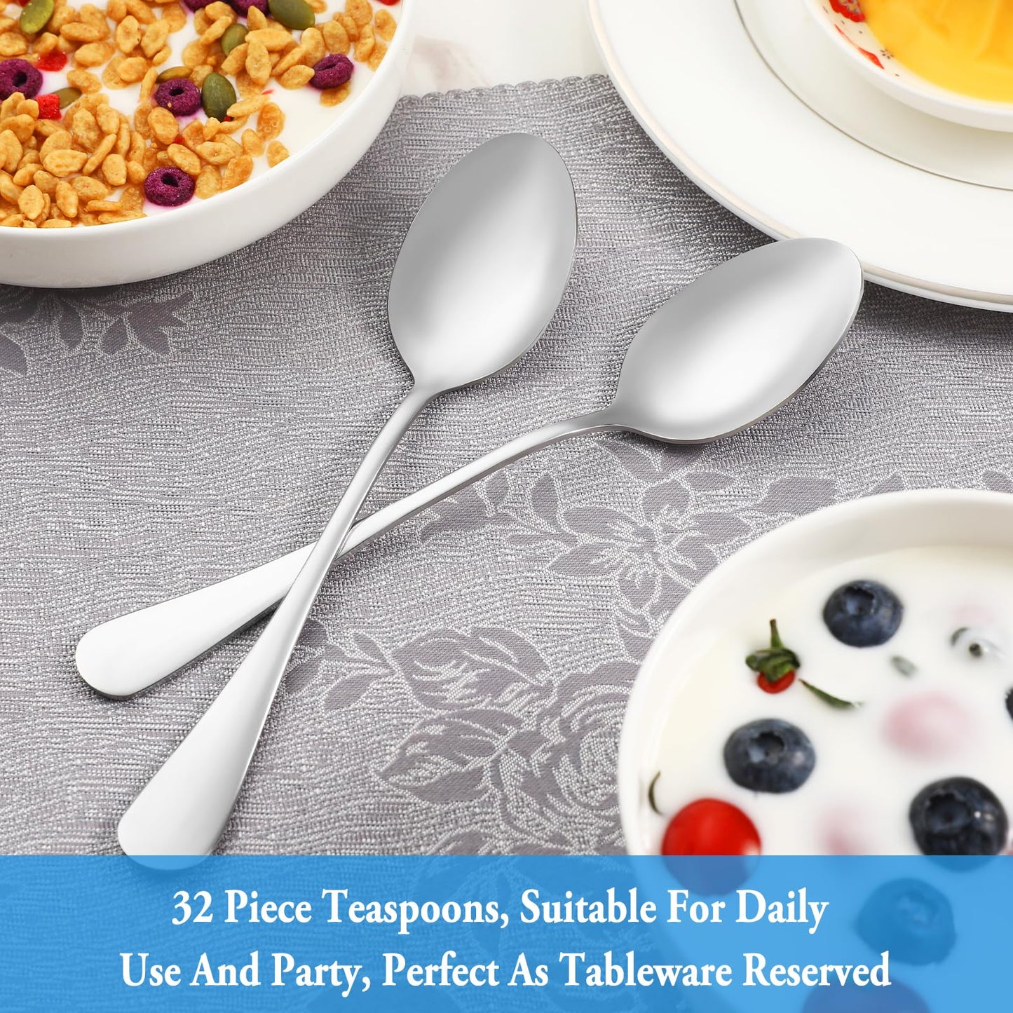 Teaspoon Set,16 Piece 6.7" Spoons Silverware,Premium Food Grade 18/10 Stainless Steel Tea Spoons,Durable Small Spoons,Good Teaspoons,Dessert Spoons,Kitchen Spoons Set,Mirror Finish & Dishwasher Safe