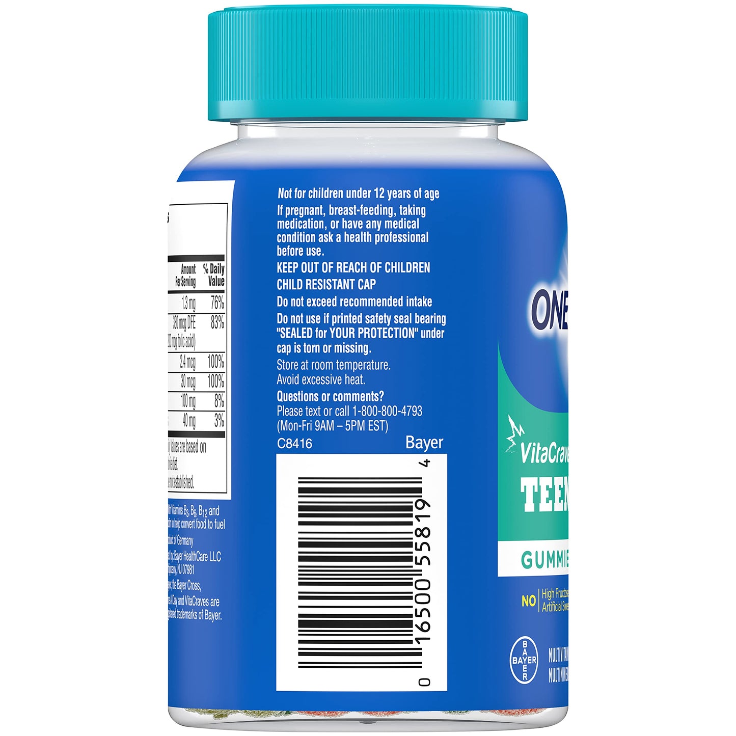 One A Day Teen for Him Multivitamin Gummies, Gummy Multivitamins with Vitamin A, C, D, E and Zinc for Immune Health Support, Physical Energy & more, 60 Count