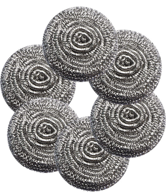 6Pcs Steel Wool Scrubbers - Flexible Scrubber Pads for Cleaning Dishes, Pots, Pans, Grills and Sinks