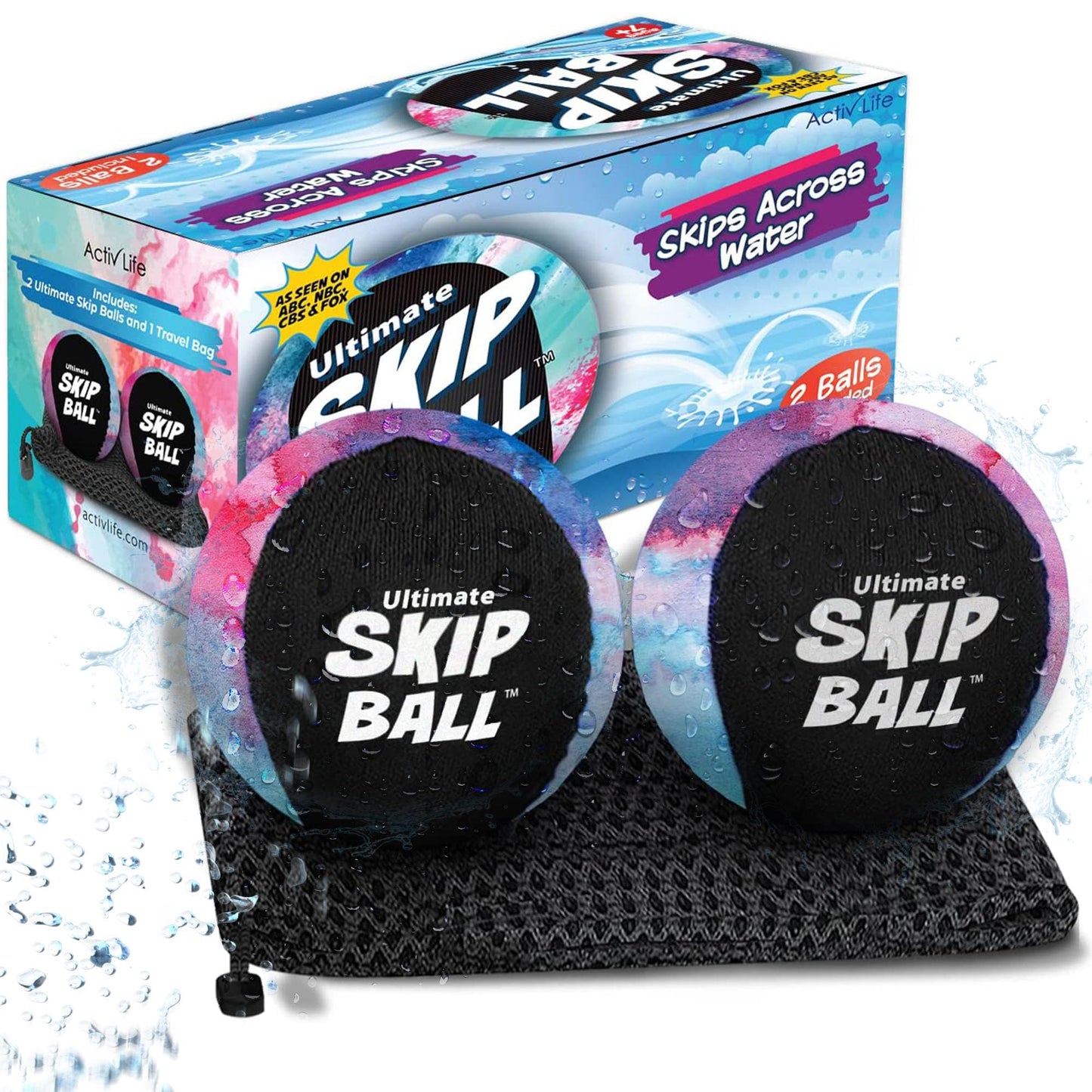 Activ Life The Ultimate Skip Ball – Water Bouncing Ball (2 Pack) Create Lasting Memories with Your Friends & Family at The Beach, Lake or Pool - Great for All Ages