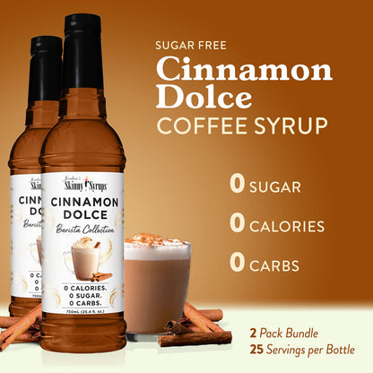 Jordan's Skinny Syrups Sugar Free Coffee Syrup, Vanilla Flavor Drink Mix, Zero Calorie Flavoring for Chai Latte, Protein Shake, Food and More, Gluten Free, Keto Friendly, 25.4 Fl Oz, 2 Pack