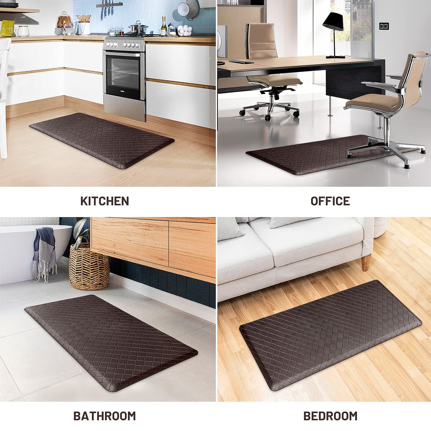 HappyTrends Floor Mat Cushioned Anti-Fatigue ,17.3"x28",Thick Waterproof Non-Slip Mats and Rugs Heavy Duty Ergonomic Comfort Rug for Kitchen,Floor,Office,Sink,Laundry,Black