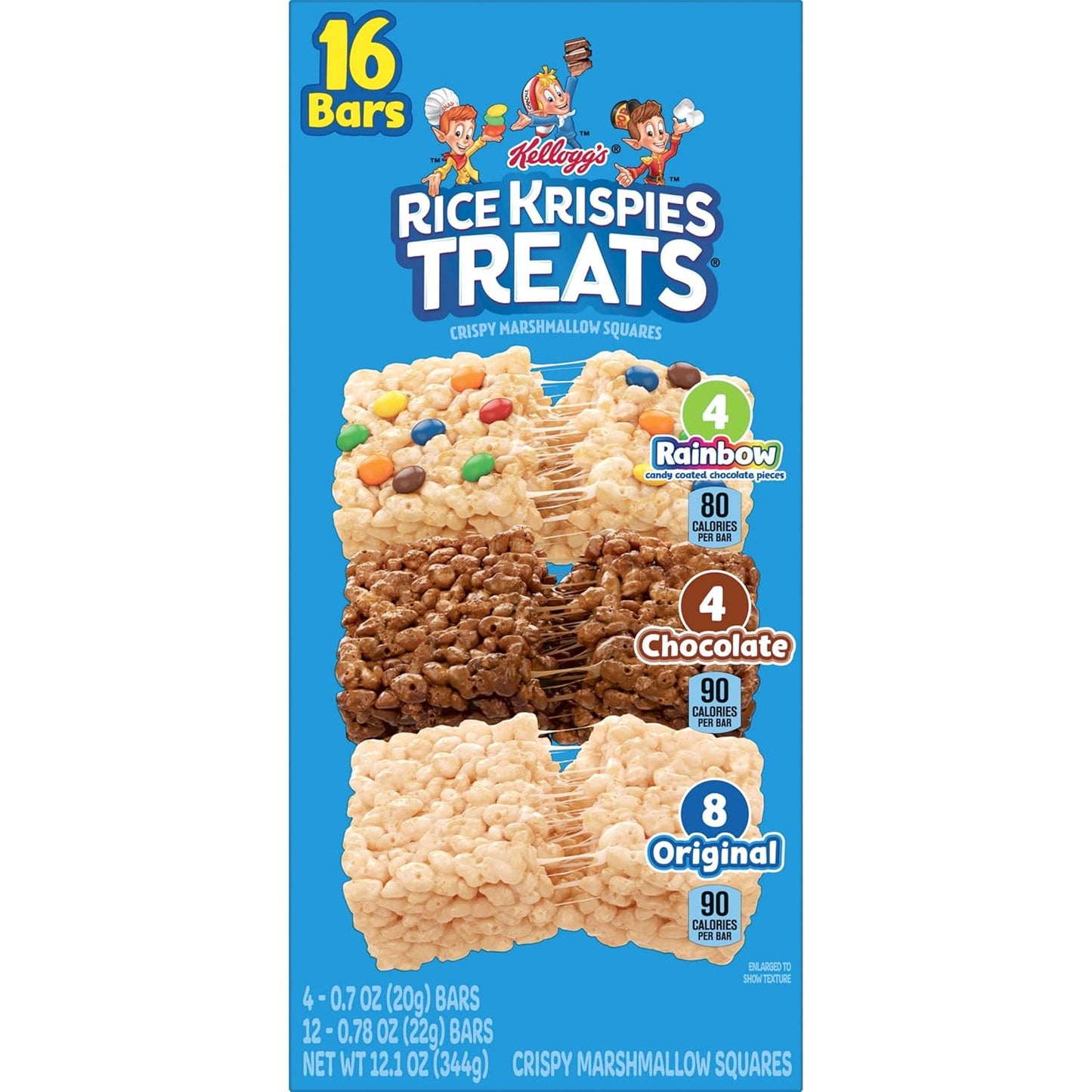 Rice Krispies Treats Crispy Marshmallow Squares, Kids Snacks, Cereal Bars, Variety Pack, 12.1oz Box (16 Bars)