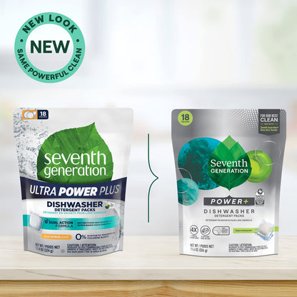 Seventh Generation Power Plus Dishwasher Detergent Packs Fresh Citrus scent Pack of 2 for sparkling dishes Dishwasher tabs 40 count