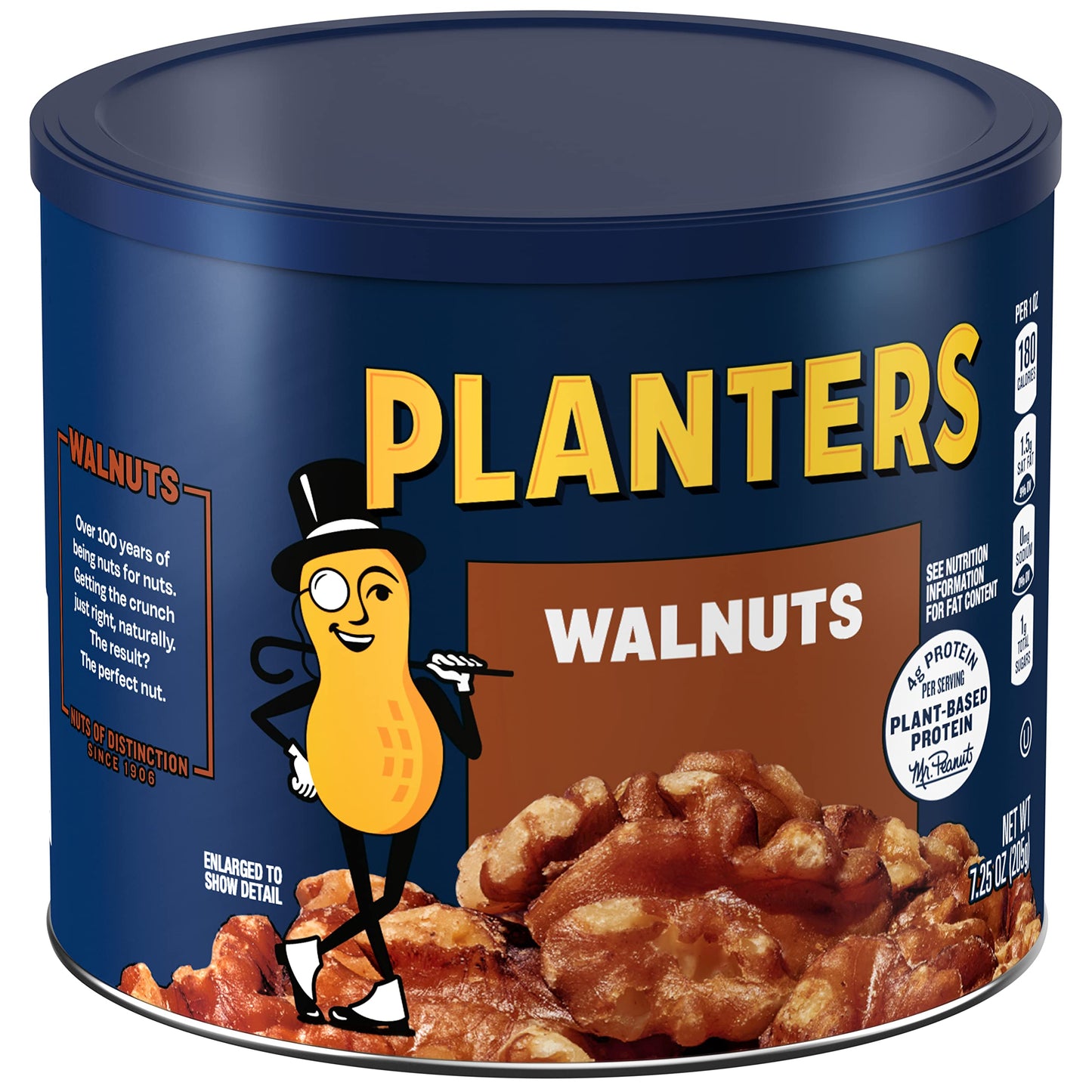 PLANTERS Roasted Pecan Nuts, Party Snacks, Plant-Based Protein, Nuts for Baking, Quick Snack for Adults, After School Snack, Roasted Pecans, Flavored with Sea Salt, Kosher, 7.25oz Canister