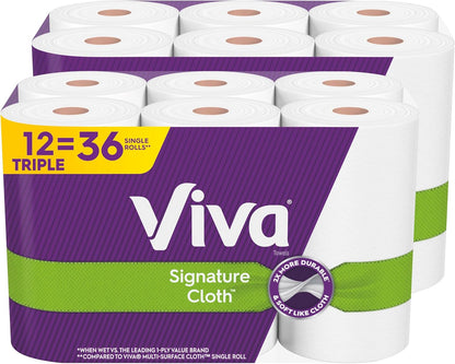 Viva Signature Cloth Paper Towels, 12 Triple Rolls, 141 Sheets per Roll