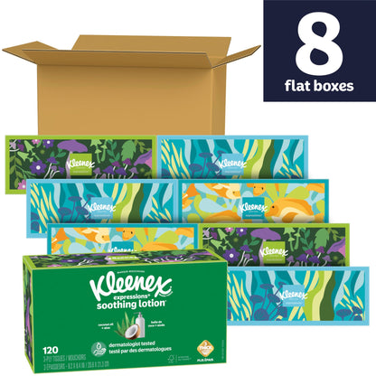 Kleenex Lotion Facial Tissues with Coconut Oil, 8 Cube Boxes, 80 Tissues Per Box, 3-Ply