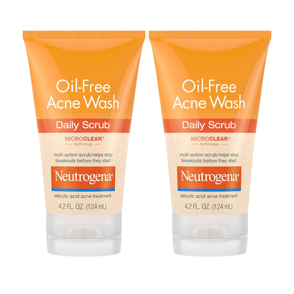 Neutrogena Oil-Free Acne Face Scrub, 2% Salicylic Acid Acne Treatment Medicine, Daily Face Wash to help Prevent Breakouts, Oil Free Exfoliating Facial Cleanser for Acne-Prone Skin, 4.2 fl. oz