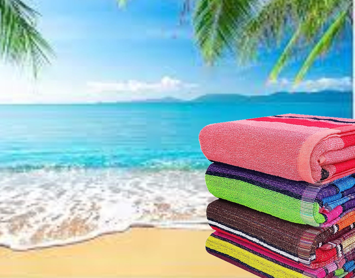 BolBom*S Cotton Beach Towels- Hammam Classic Pool Towel 30 x 60 Inches Oversized Soft Beach Towels for Adults - Luxury Beach Bath Towels - Summer Gifts Beach Accessories - Pack of 6