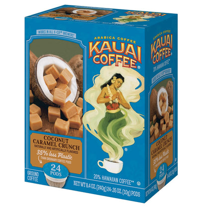 Kauai Coffee Coconut Caramel Crunch Medium Roast- - Compatible with Keurig Pods K-Cup Brewers (1 Pack of 24 Single-Serve Cups)