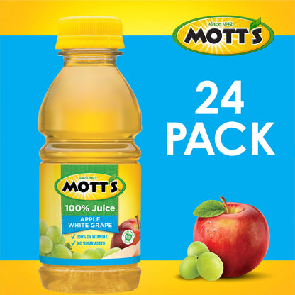 Mott's 100% Original Apple Juice, 8 Fl Oz Bottles, 24 Count (4 Packs Of 6), 2 Servings Of Fruit, 100% Fruit Juice, Gluten-free, Caffeine-free, Kosher, Contains No Artificial Colors Or Sweeteners