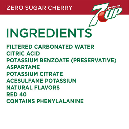 7UP Cherry Zero Sugar Soda, 12 fl oz cans (Pack of 12)