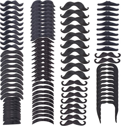 GooDay 60 Pcs Fake Mustache Fake Beard Face Mustaches Novelty Self Adhesive Mustaches Hairy Black Mustaches Costume Facial Hair False Mustaches Mexican for Adults Birthday Christmas Halloween Party