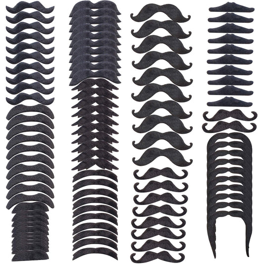 GooDay 60 Pcs Fake Mustache Fake Beard Face Mustaches Novelty Self Adhesive Mustaches Hairy Black Mustaches Costume Facial Hair False Mustaches Mexican for Adults Birthday Christmas Halloween Party