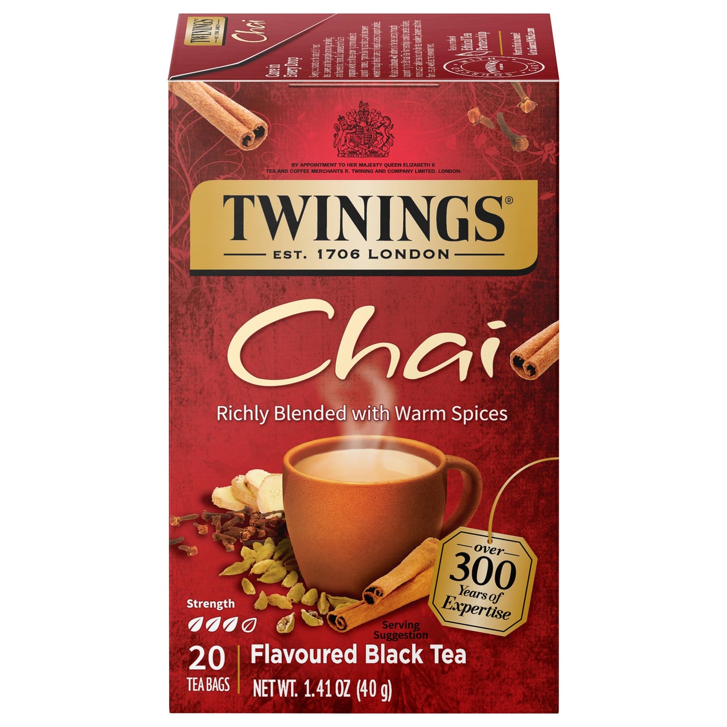 Twinings English Breakfast Black Tea, 100 Individually Wrapped Tea Bags, Smooth, Flavourful, Robust, Caffeinated, Enjoy Hot or Iced