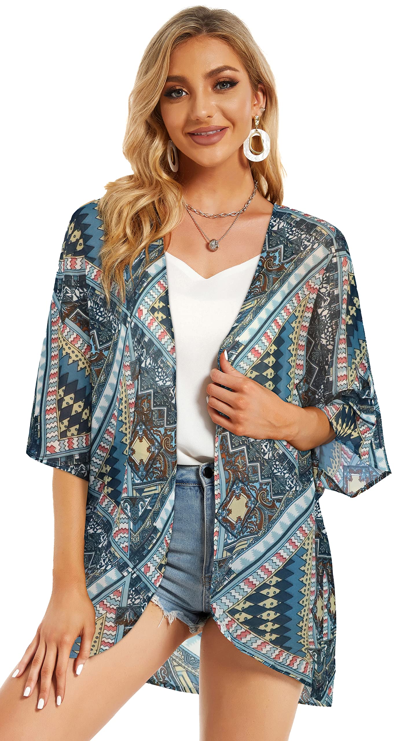 Womens Kimono Beach Cover Up Chiffon Cardigan Floral Tops Loose Capes