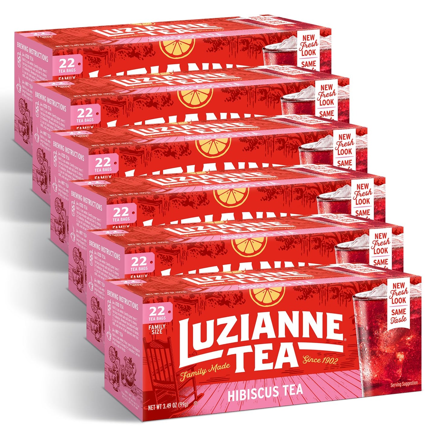 Luzianne Decaffeinated Iced Tea Bags, Family Size, 24ct Box (Pack of 6)