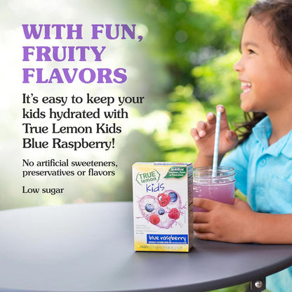 True Lemon Kids Blue Raspberry - Hydration for Kids - No Preservatives, No Artificial Flavors, No Artificial Sweeteners - Low Sugar Water Flavoring - Drink Mix for Kids - Kids Juice Powdered Drink Mix 10 count(pack of 1)