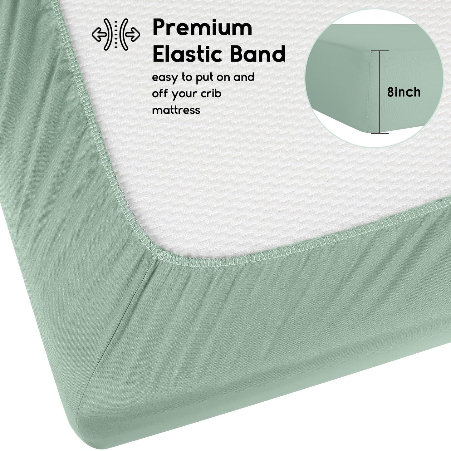 Yoofoss Baby Crib Sheets for Boys Girls, Fitted Crib Sheet 2 Pack for Standard Crib and Toddler Mattress, Super Soft Microfiber Baby Sheet 28x52x8in(Green+Leaf)