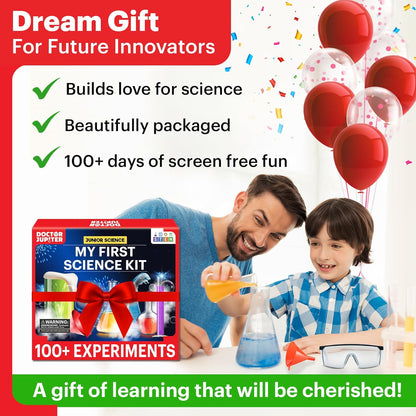 Doctor Jupiter My First Science Kit for Kids Ages 4-5-6-7-8| Birthday Gift Ideas for 4-8-12 Year Old Boys & Girls| Toy Stem Kit with 100+ Experiments| Learning & Educational, Preschool Activities