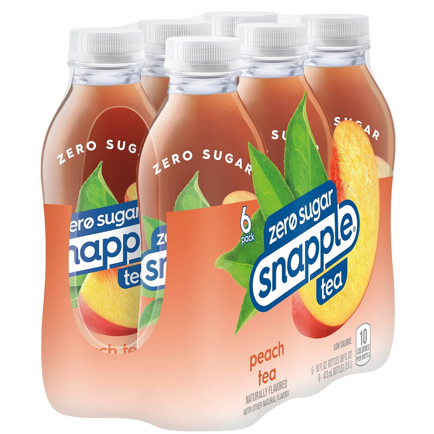 Snapple Zero Sugar Peach Tea, 16 fl oz recycled plastic bottle (Pack of 12)