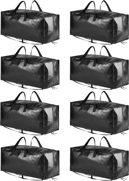 SpaceAid Heavy Duty Moving Bags, Extra Large Storage Totes W/Backpack Straps Strong Handles & Zippers, Alternative to Moving Boxes, Packing & Moving Supplies, Black (8 Pack)