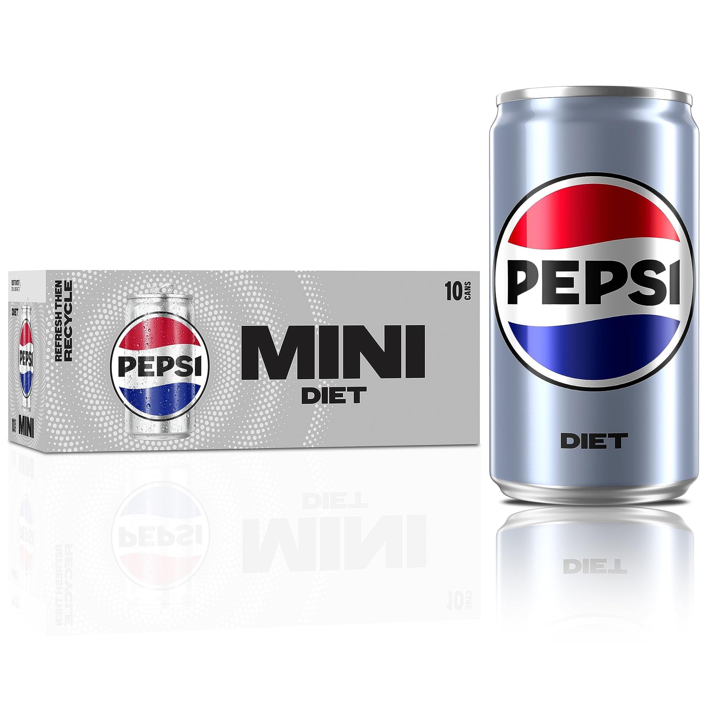 Diet Pepsi Soda, 7.5 Fl Oz Mini Cans, (Pack of 10)