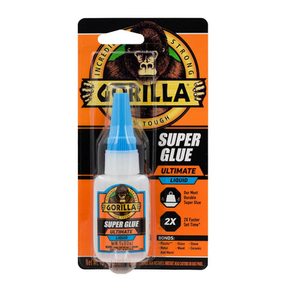 Gorilla Super Glue Ultimate, Fast-Setting Cyanoacrylate Adhesive for Quick Fixes & Repairs, 15g Bottle with Anti-Clog Cap, Clear (Pack of 1)