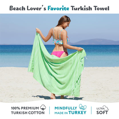 WETCAT Turkish Beach Towel Oversized 38x71 100% Cotton Sand Free Quick Dry Extra Large Light Travel Towel for Adults Beach Accessories Gifts (Blue, Beach Towel (38" x 71"))