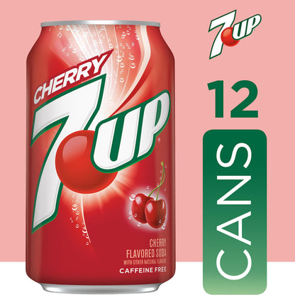 7UP Cherry Zero Sugar Soda, 12 fl oz cans (Pack of 12)