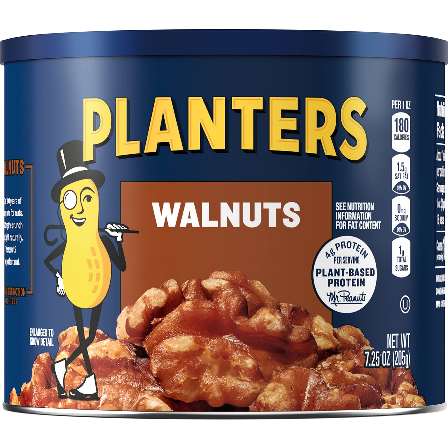 PLANTERS Roasted Pecan Nuts, Party Snacks, Plant-Based Protein, Nuts for Baking, Quick Snack for Adults, After School Snack, Roasted Pecans, Flavored with Sea Salt, Kosher, 7.25oz Canister