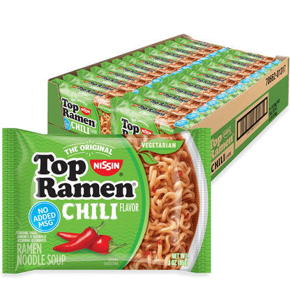 Nissin Top Ramen Noodle Soup, Beef, 3 Ounce (Pack of 24)