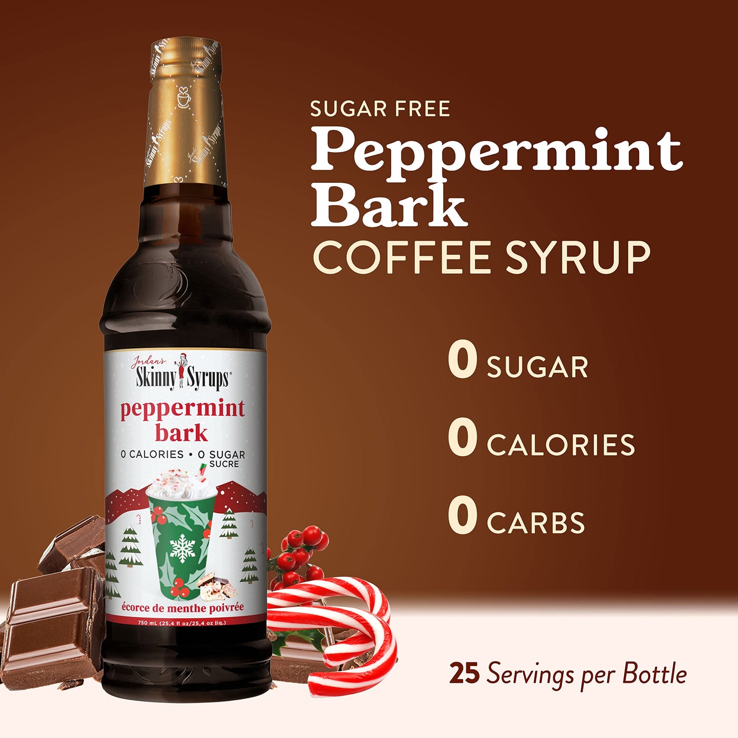 Jordan's Skinny Syrups Sugar Free Coffee Syrup, Vanilla Flavor Drink Mix, Zero Calorie Flavoring for Chai Latte, Protein Shake, Food and More, Gluten Free, Keto Friendly, 25.4 Fl Oz, 2 Pack