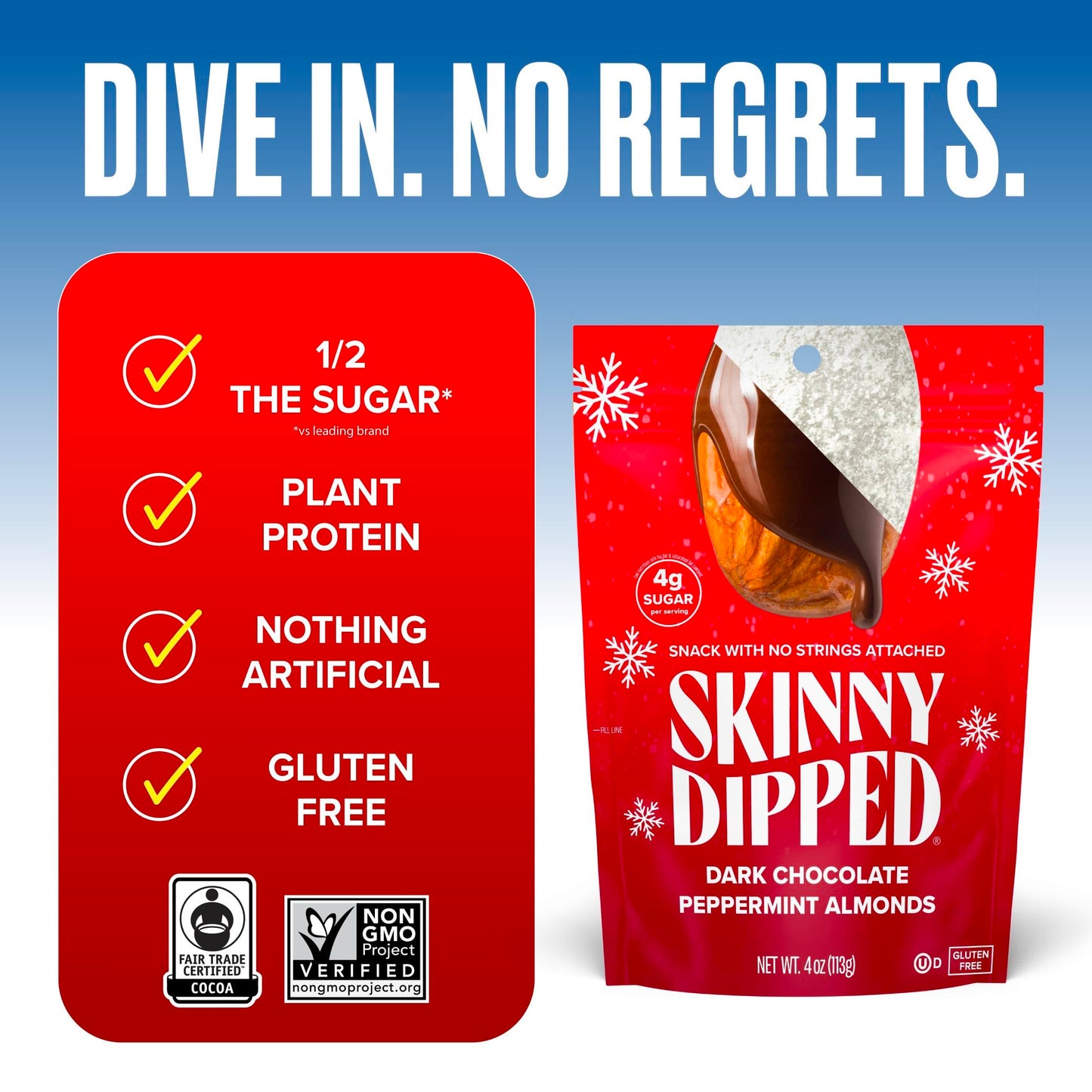 SkinnyDipped Snack Attack Minis Almond Variety Pack, Healthy Snack, Plant Protein, Gluten Free, 0.46 oz Mini Bags, Pack of 25