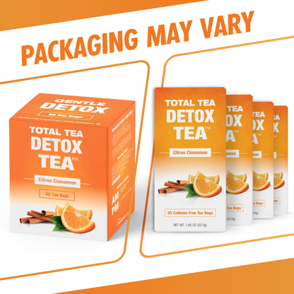 Total Tea SIimming Detox Tea Caffeine Free - 25 Day Detox Tea - Herbal Tea with Chamomile, Hibiscus Tea & Ginger Root for Colon Cleanse – Natural Citrus & Cinnamon Herbal Tea for Digestive Health