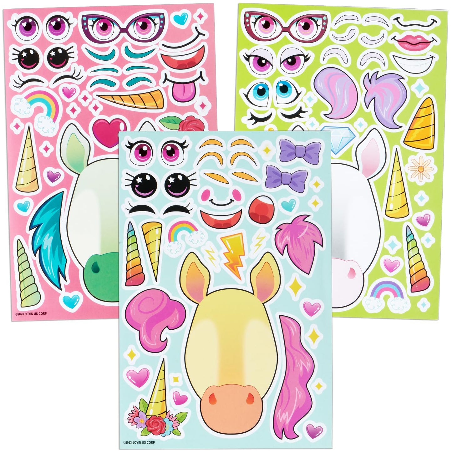 JOYIN 36 PCS 9.8”x6.7" Make a face Stickers for kids, Make Your Own Dinosaur Fantasy Animal Mix and Match Sticker Sheets Kids Crafts Party Favors Goodie Bags Stuffers for Kids