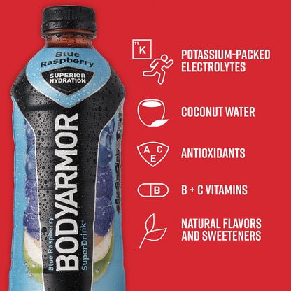 BODYARMOR Sports Drink Sports Beverage, Strawberry Banana, Coconut Water Hydration, Natural Flavors With Vitamins, Potassium-Packed Electrolytes, Perfect For Athletes, 12 Fl Oz (Pack of 8)