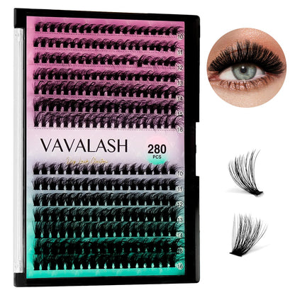 VAVALASH DIY Lash Extension Kit 280 Clusters Individual Lashes Kit 30D 40D 0.07D-10-16mm Lash Clusters, Lash Bond and Seal, Lash Tweezer for DIY Eyelash Extension at Home（Kit-30D+40D-0.07D-10-16MIX）