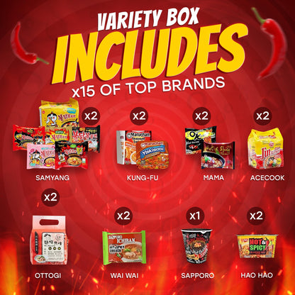 FOODIE BOXX Asian Instant Ramen Noodles Variety Pack with Cookies & Chopsticks (Dry)