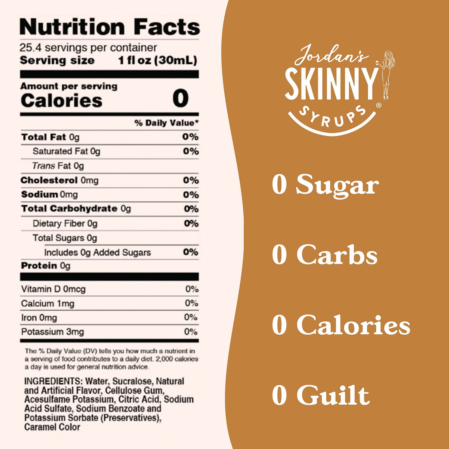 Jordan's Skinny Syrups Sugar Free Coffee Syrup, Vanilla Flavor Drink Mix, Zero Calorie Flavoring for Chai Latte, Protein Shake, Food and More, Gluten Free, Keto Friendly, 25.4 Fl Oz, 2 Pack