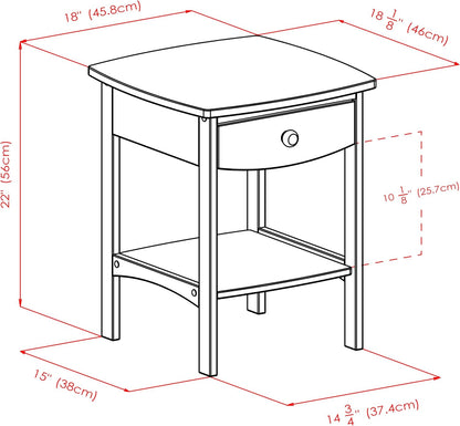 Winsome Basics Solid Wood End Table Nightstand