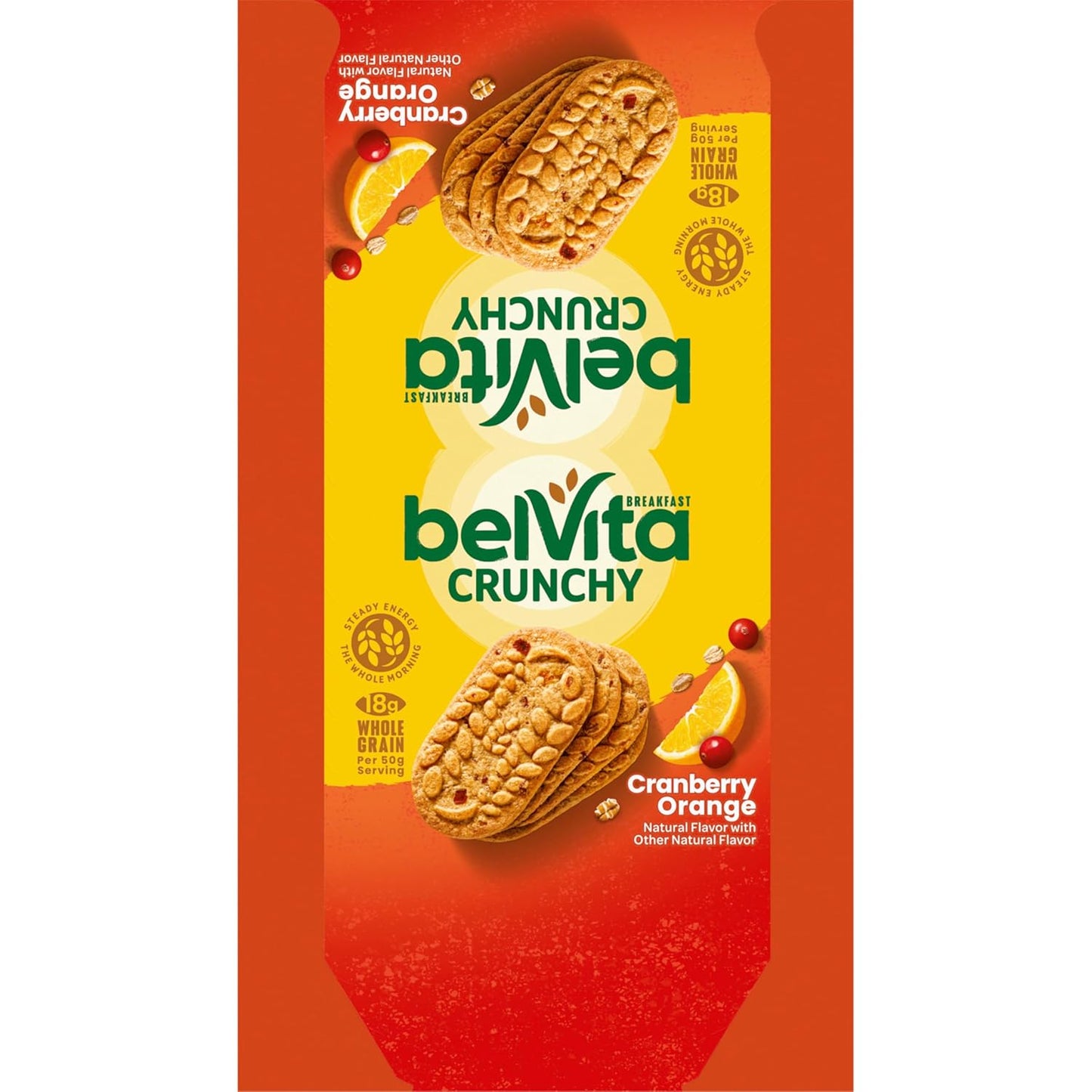 belVita Cranberry Orange Breakfast Biscuits, 8 Packs (4 Biscuits Per Pack)