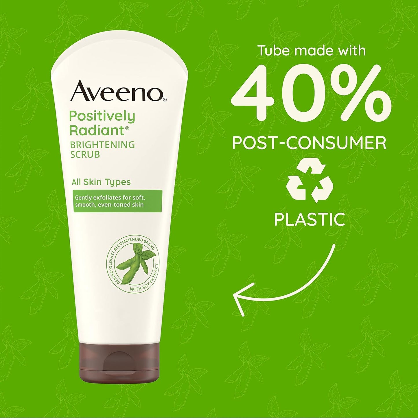 Aveeno Positively Radiant Exfoliating Facial Scrub, Brightening Face Scrub with Soy Extract to Visibly Improve Skin Tone and Texture, Oil-Free, Soap-Free, Hypoallergenic Formula, 5 FL OZ