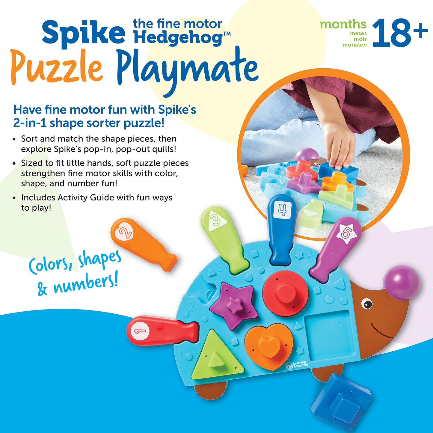 Learning Resources Spike The Fine Motor Hedgehog - Toddler Learning Toys, Fine Motor and Sensory Toys for Kids Ages 18+ Months, Montessori Toys