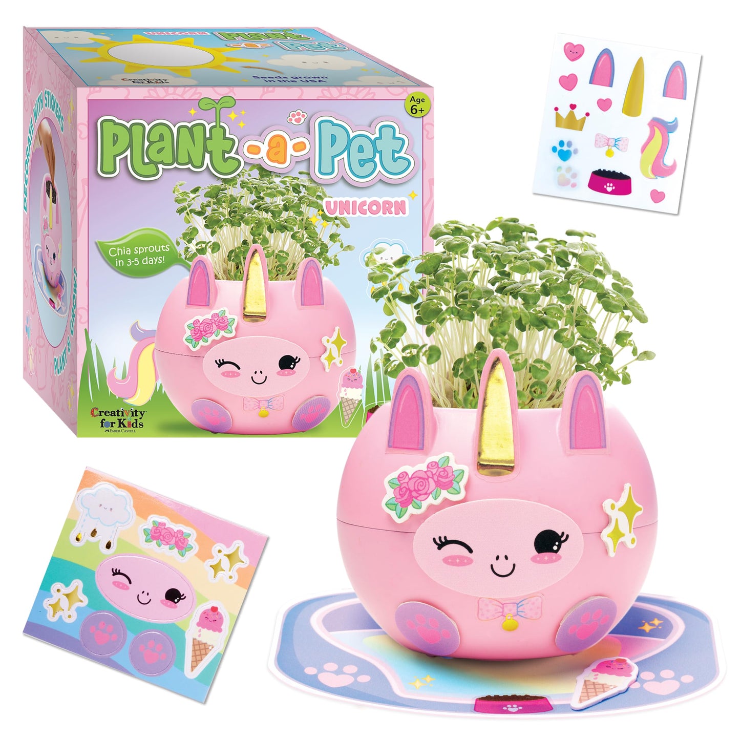 Creativity for Kids Plant-A-Pet: Kitty - Arts and Crafts for Kids Ages 6-8+, Gifts for Girls and Stocking Stuffers for Kids, Boy and Girl Toys, Chia Seed Plant Pet for Kids