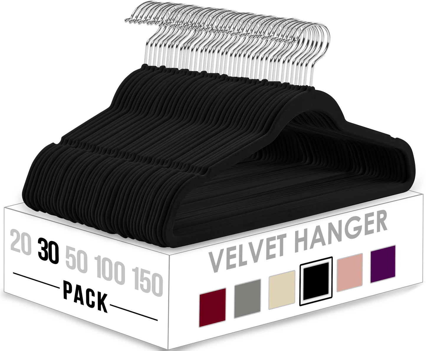 Utopia Home Velvet Hangers 50 Pack - Non-Slip Clothes Hangers - Black Hangers - Suit Hangers with 360 Degree Rotatable Hook - Heavy Duty Coat Hangers - Pants Hangers