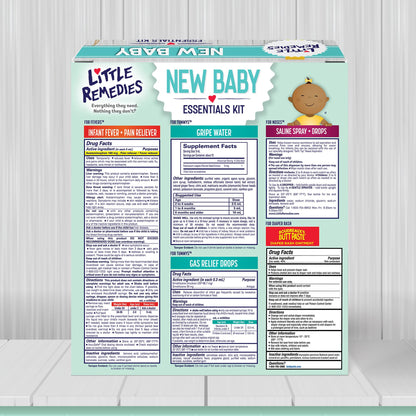 Little Remedies, New Baby Essentials Kit, 6 Newborn Essentials, Saline Nasal Spray, Gas Relief Drops, Gripe Water, Fever Reliever, & Diaper Ointment