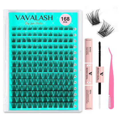 VAVALASH DIY Lash Extension Kit 280 Clusters Individual Lashes Kit 30D 40D 0.07D-10-16mm Lash Clusters, Lash Bond and Seal, Lash Tweezer for DIY Eyelash Extension at Home（Kit-30D+40D-0.07D-10-16MIX）