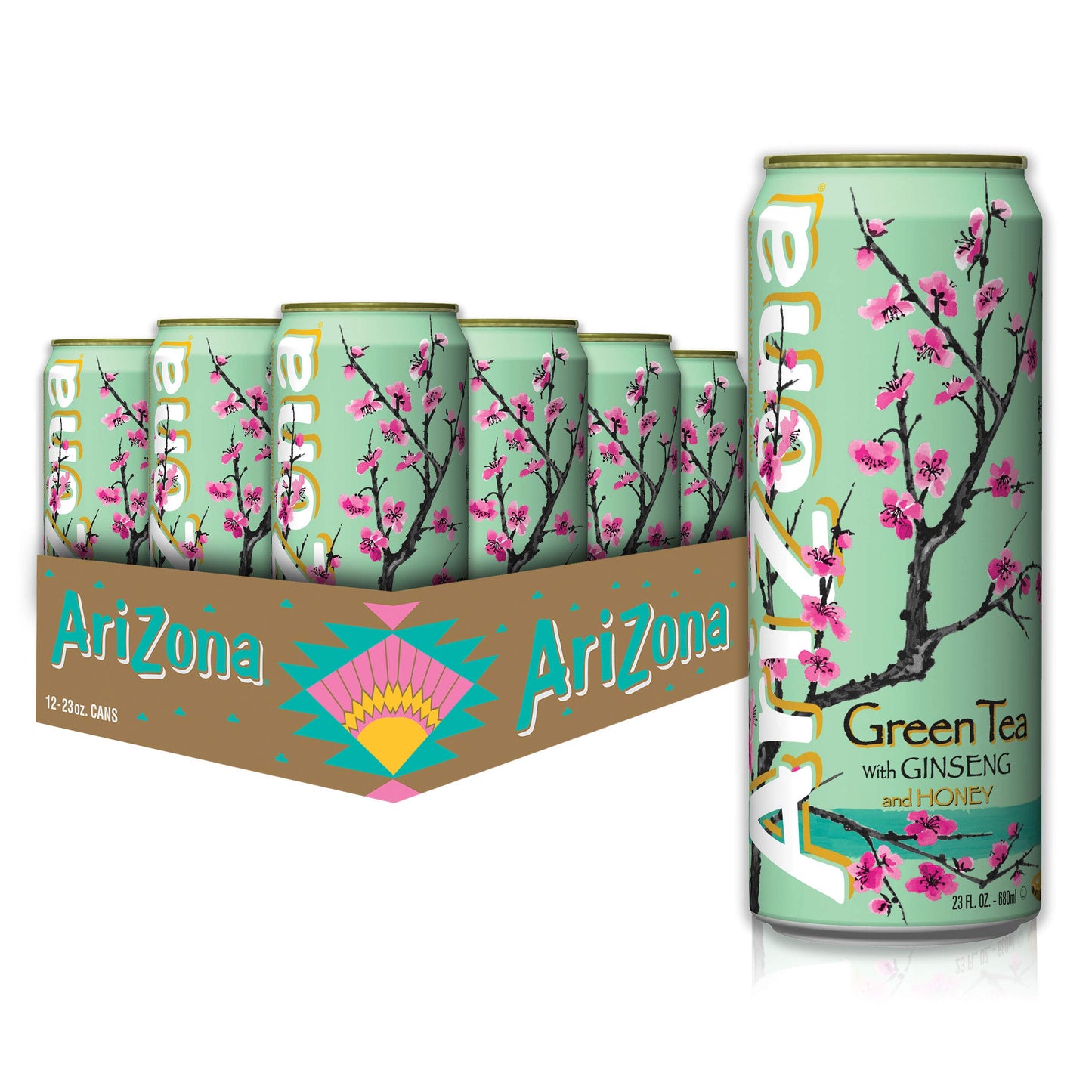 AriZona Green Tea with Ginseng and Honey - Big Can, 22 Fl Oz (Pack of 24)